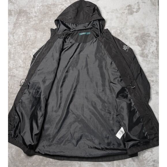 Ralph Lauren Black Silver Windbreaker Light Jacket Hoodie Womens Size M - Picture 3 of 15